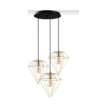 Modern Gold 3 Lü Rustik Retro Metal Prizma Dekoratif Sarkıt Avize