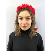 FdayAksesuar Kırmızı Lazer Kesim Incili Taç FRDY30243