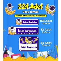 Uzay Temalı Okul Kreş Kişiye Özel İsim Etiket Seti - Model 536 Çok Renkli
