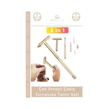 Tamirseti 5 İn 1 Çok Amaçlı Taşınabilir Ergonomik Kompakt Ev Araç Saat Çekiç Tornavida Tamir Seti