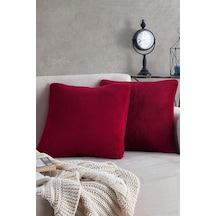 Maisonart Sofa 2 Adet Kırmızı Renk Welsoft Kırlent Kılıfı Yastık Kılıfı 44x44 Cm