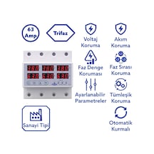 TOMZN Trifaz 380V 63A Gerilim ve Akım Koruma Rölesi Yüksek Alçak Voltaj Koruyucu Röle - Sanayi Tipi