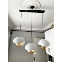 Caka Tepsili 3 Lü Sarkıt Avize Rustik E27 Modern Avize Beton Görünüm Bohem Rustik Ampul Hediyeli Siyah