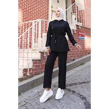 Ribana Detaylı Takım Siyah Siyah