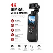 4k Vlog Kamerası 64mp 2 Eksen Mekanik Gimbal 330 Akıllı Yüz Takibi 1.7'' Hd Dokunmatik Ekran Wifi Webcam Type-c