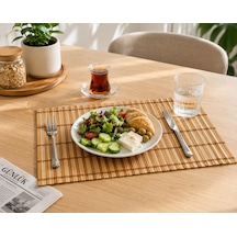 Bambu Amerikan Servis Sofra Altlığı Doğal Görünümlü Rulo Tasarım 43 X 30 Cm 2 Mm Kalınlık Masa Ve Yemek Sunum Altlığı Çok Renkli