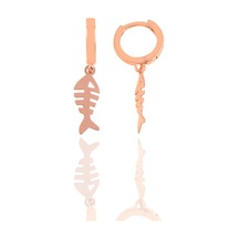Gümüş Balık Kılçığı Küpe Barcode Gold - Rose Gold - Rodyum