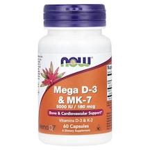 Now Foods, Mega D-3 K2 Vitamin & Mk-7, 5,000 Iu / 180 Mcg, 60 Cap