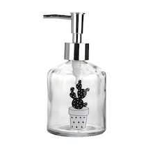 Cam Sıvı Sabunluk,kaktüs 2 Desen 300ml 7,6x15,5cm 12 Izgara