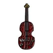 Çiçekli Desenli Çello Müzik Aleti Hediyelik Rozet Çok Renkli