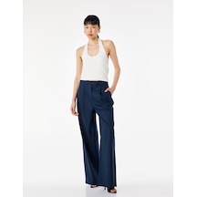 Koton Cepli Pileli Geniş Paça Keten Pantolon Lacivert 6sak40069pw Lacivert - Mavi