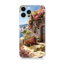 Apple Uyumlu iPhone 13 Pro Max Uyumlu Çiçekli Ev Desenli Silikon Kılıf -
