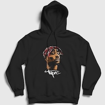 Presmono Unisex Cool Tupac Shakur Kapüşonlu Sweatshirt Siyah