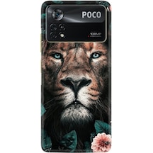 Xiaomi Poco X4 Pro 5G Kılıf Resimli Silikon Leon Flowers 1333 Siyah