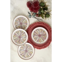 Keramika Serene Flower Nordıc Pasta Tabağı 22 Cm 4 Adet 22983 Çok Renkli