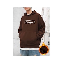 Medinenur Perfectly Baskılı Kapüşonlu Sweatshirt Kahverengi