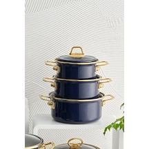 Karaca  Piraye 6 Parça Emaye Tencere Seti Lacivert