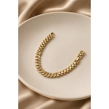 Balenbi Jewelry Kadın Taşlı Çapraz Geometrik Zincir Kararmaz Çelik Bileklik Gold Renk 1130 Altın