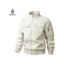 Erkek Beyzbol Yaka Uçuş Ceketi Günlük Dış Giyim Beyaz