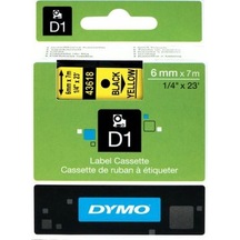 Dymo 43618 Sarı/Siyah D1 Yedek Şerit 6 MM X 7 M