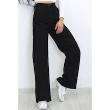 Palazzo Pantolon Siyah Yüksek Bel Geniş Paça Bol Kesim Premium Jeans Siyah