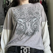 Gri Vintage Beyaz Kollu Renaissance Cross Cyber Grunge İnce Sweatshirt-17191 Gri Gri Vintage Beyaz Kollu Renaissance Cross Cyber Grunge İnce Sweatshirt-17191 Gri