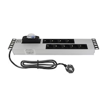 19'' 2u 9'lu Schuko Sigortalı Aluminyum Rack Kabin Grup Priz Pdu
