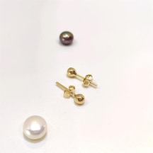 4mm Top Vidalı Küpe 14 Ayar Altın Hd Videolu Sarı