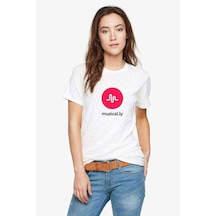 Musically Logo Ly Baskılı Beyaz Kadın Tshirt