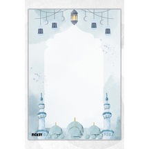 A5 İslam Bloknot Çizgisiz Defter - 50 Yaprak - Memopad - Notepad - Not Defteri - Not Kağıdı Mavi Mavi