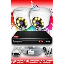 Bayicam 2 Kameralı Dome 2 İç Kamera Set HDD'siz Full HD Renkli Gece Görüşlü Güvenlik Kamerası Sistemi