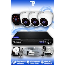 Picam 4 Kameralı Uzay 3 İç Kamera Set 1 TB HDD Full HD Gece Görüşlü Güvenlik Kamerası Sistemi