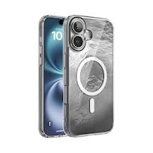 İphone 16 İçin Shinemag Serisi Magsafe İle Uyumlu Göz Alıcı Ve Şık Metalize Arka Tasarım Yüksek Kalite Materyal Premium Hybrid Kılıf Kapak Silver, 16 50 x 22