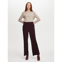 Faik Sönmez Önü Dikiş Detaylı Wıde Leg Fıt Örme Pantolon W26pnt011 Uw26pnt01140 Bordo