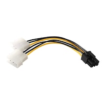 AoGo 6 Pin - Dual 4 Pin Molex Ide Güç Kablosu 6pin Pcı Express 2 X 4 Pinmolex Lp4 Power
