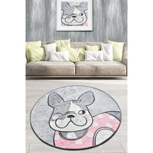 Happy Dogs Grey Djt Çap 100 Cm Dekoratif Halı