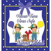 Sünnet Etiketi Lacivert Cemiyet Için Ürünlerinize Özel 3,3x3,5cm - 80 Adet Opak Etiket Renkli