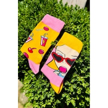 Lousocks Unisex Şekerli Kız Sağlı Sollu Farklı Desenli Spor Çorap Çok Renkli