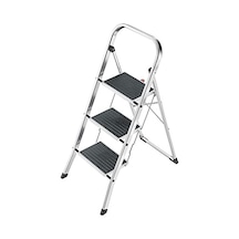K70 Standardline Alüminyum Katlanır Merdiven, 3 Büyük Çelik Basamaklı, Kaymaz Matlı, 150 Kg'a Kadar Taşıma Kapasitesi, Katlanır Emniyetli Merdiven, Özellikle Hafif Ve Kolay Saklanabilir, Gümüş