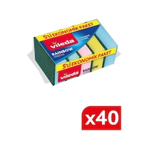 Vileda Rainbow Eko Bulaşık Süngeri 40 x 5 Adet Çok Renkli