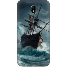 Samsung Galaxy J5 Pro Uyumlu Fırtınada Eski Gemi Desenli Silikon Kılıf Çok Renkli