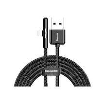 Baseus Apple iPhone Uyumlu Oyuncu Şarj USB Kablosu 2.4A 1mt Siyah CAL7C-A01
