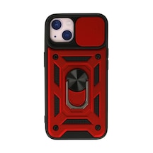Apple iPhone Uyumlu  15 Uyumlu Kılıf Pars Lens Yüzüklü Silikon - Kırmızı