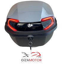 Işıklı + Sırt Dayamalı 33 Litre Motosiklet Çantası Açık Nardo Gri
