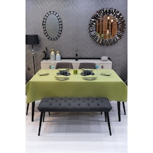 Dream 8 Parça Masa Örtüsü Seti Çeyiz Seti Salon Masa Örtüsü, Runner, 6'lı Peçete Fıstık Yeşil