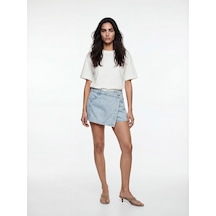 Lcw Jeans İndigo Yüksek Bel Kadın Jean Şort Etek