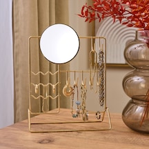 Metal Aynalı Takı Askısı - Sarı - 19,5x27x10 Cm Çok Renkli