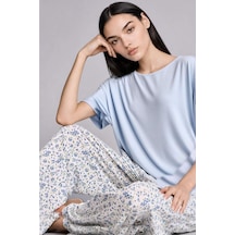 Defacto Regular Fıt Kısa Kollu 2li Açık Mavi Pijama Takımı H8184ax26smbe343 Mavi-be343