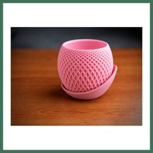 En-cag 3d Baskı Küre Saksı - Kafes Dokulu İki Parçalı Dekoratif Saksı - Pembe-pembe Bss Standart