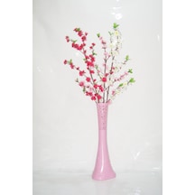 60 Cm Desenli Pembe Vazo Üç Renk Bahar Dalı